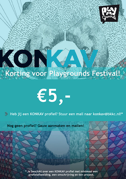 Kortingsactie Playgrounds Festival voor KONKAV